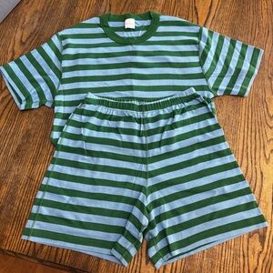 Striped Green and Blue Adult Pajamas